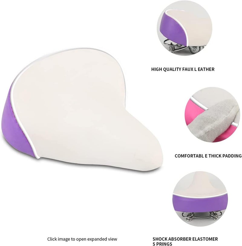 EIRONA Wide Kids Bike Seat for Girls Bike, Purple & Pink - Image 2